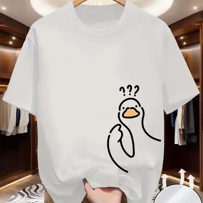 Men'S Fashion Questions - Soru işareti ördek baskı t-shirt kadın