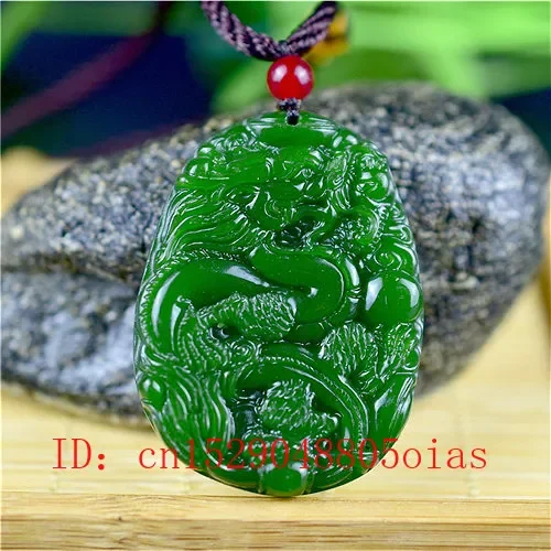 Men'S Fashion Jewelry - Doğal yeşil çin yeşim ejderha kolye