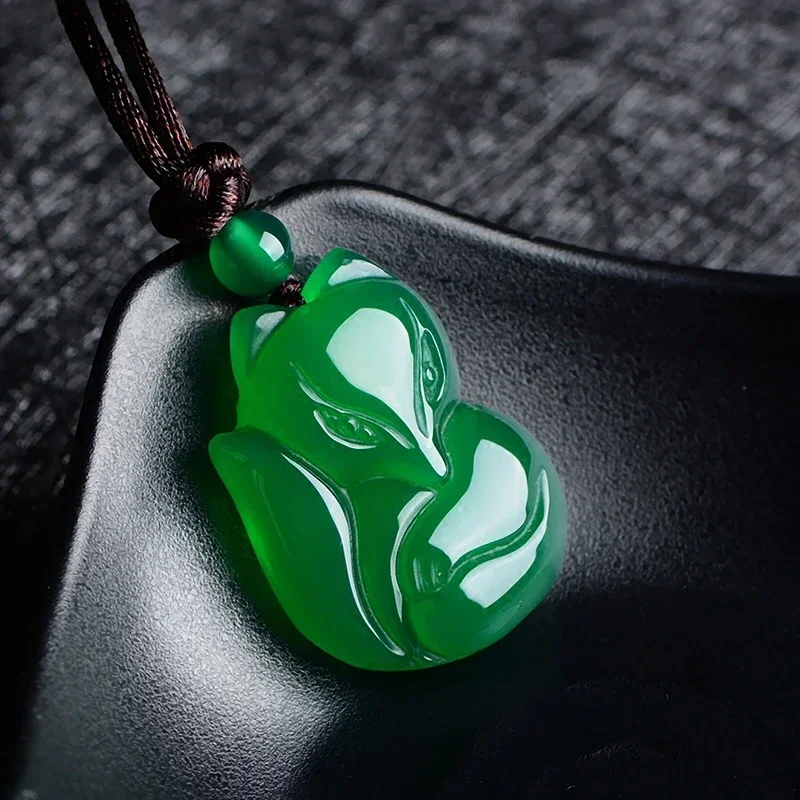 Men'S Fashion Jewelry - Yeşim tilki kolye kolye doğal yeşil