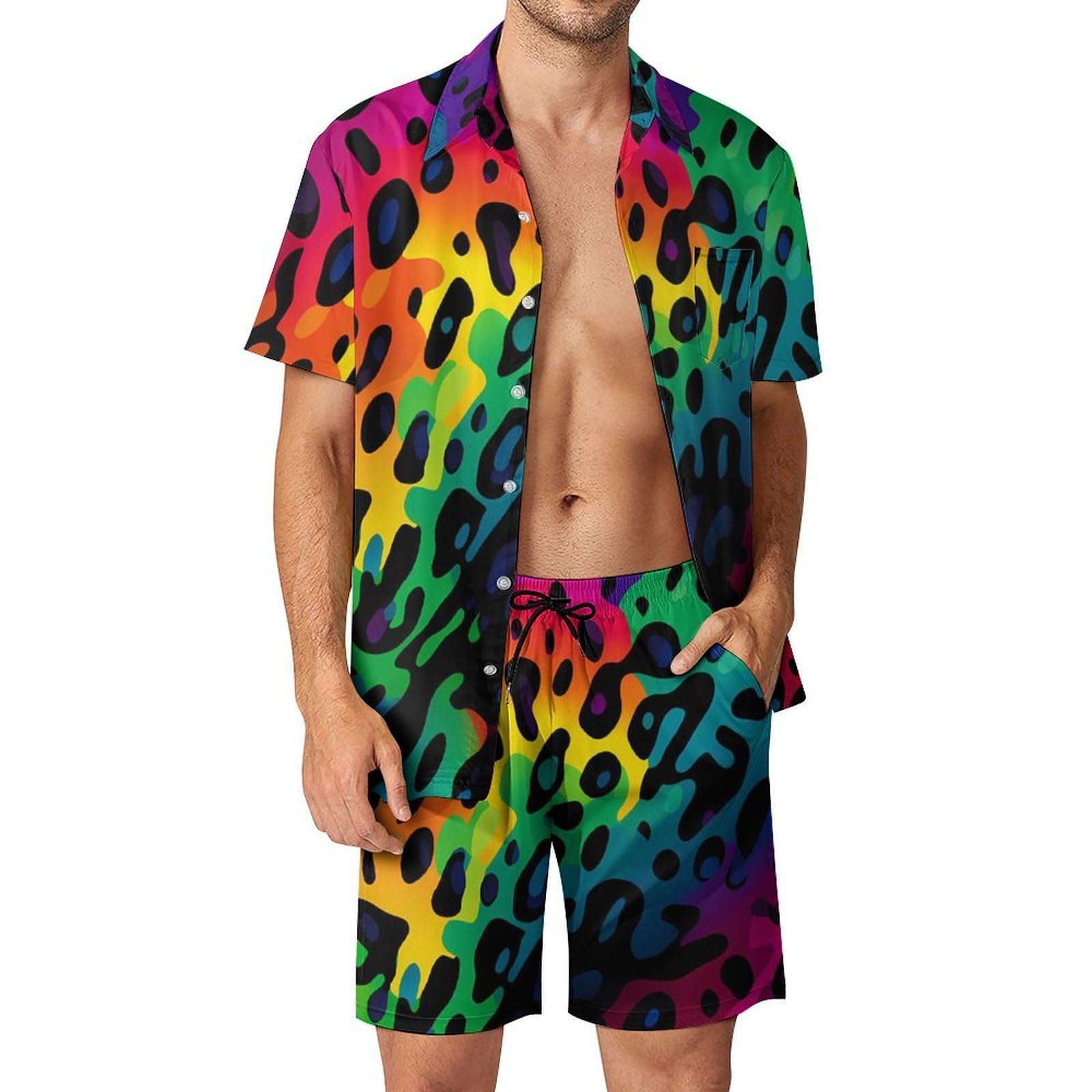 Mens Fashion Style - Yazlık Düzensiz Geometrik 3D Baskılı Erkek