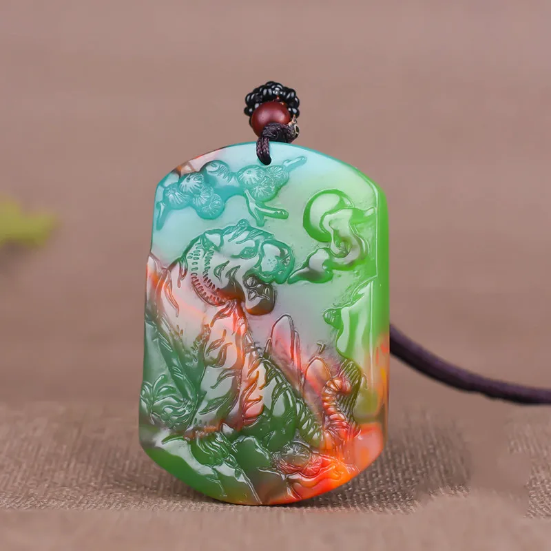 Men'S Fashion Jewelry - Çin doğal renk yeşim kaplan kolye