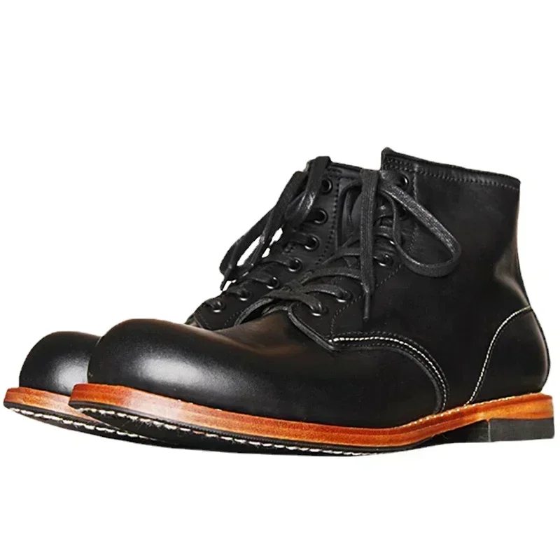 Men Fashion Vintage - Vintage Erkekler Goodyear-Welted Hakiki Deri Çizmeler