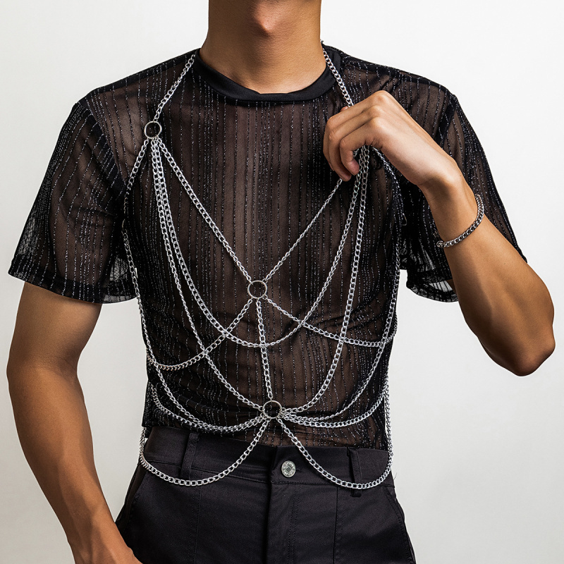 Erkek Vücut Zinciri Gümüş Çok  - Fashion Harness Men incelemesi ve fiyatı