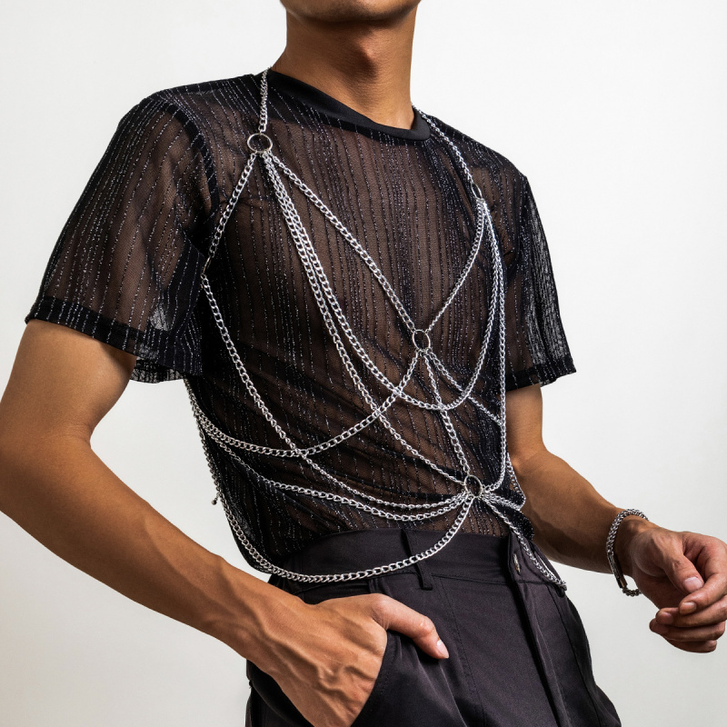 Erkek Vücut Zinciri Gümüş Çok  - Fashion Harness Men incelemesi ve fiyatı
