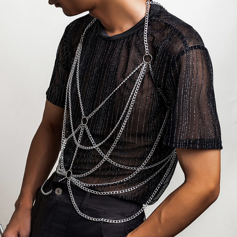 Erkek Vücut Zinciri Gümüş Çok  - Fashion Harness Men incelemesi ve fiyatı